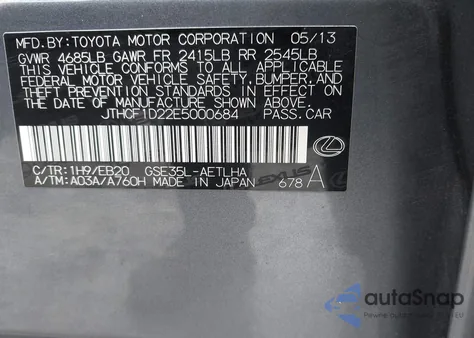 2014 Lexus Is 250 z USA, uszkodzony, nr VIN JTHCF1D22E5000684